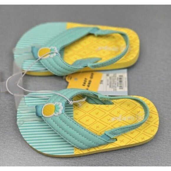 Girl's Pineapple Sandals Cat and Jack 7/8  Slip-on with Back Strap - Picture 5 of 6